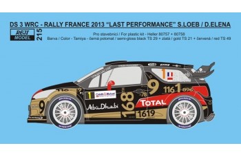 Decal – Citroen DS3 WRC Rally France "Last performance" 
